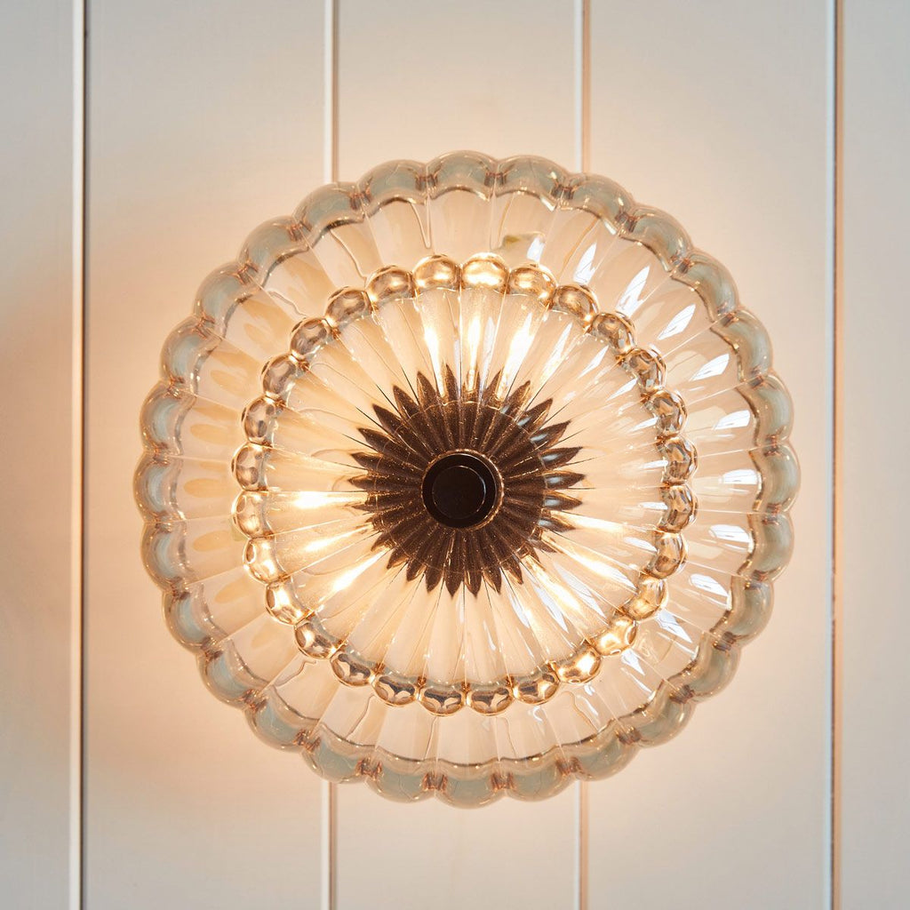 QZ-WHITECAP-SF-S Quoizel Whitecap 3 lt Semi Flush Medium Tinted Amber Glass with Mottled Cocoa Brown