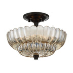 QZ-WHITECAP-SF-S Quoizel Whitecap 3 lt Semi Flush Medium Tinted Amber Glass with Mottled Cocoa Brown