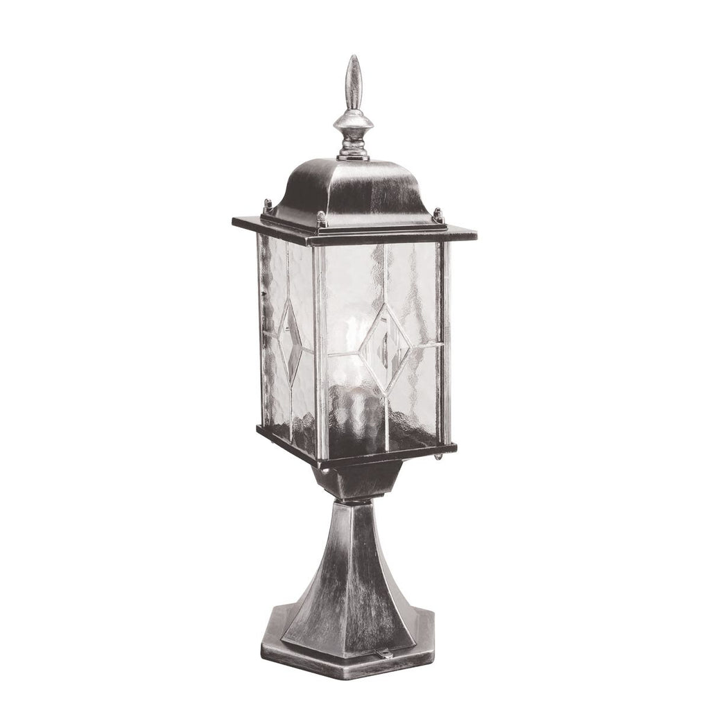 WX3 Wexford 1 Light  Outdoor Pedestal Lantern  Black/Silver