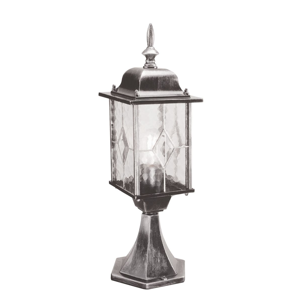 WX3 Wexford 1 Light  Outdoor Pedestal Lantern  Black/Silver