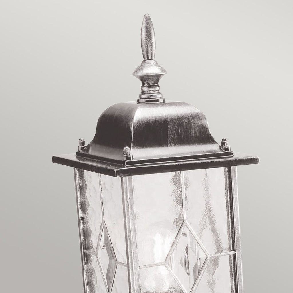 WX3 Wexford 1 Light  Outdoor Pedestal Lantern  Black/Silver