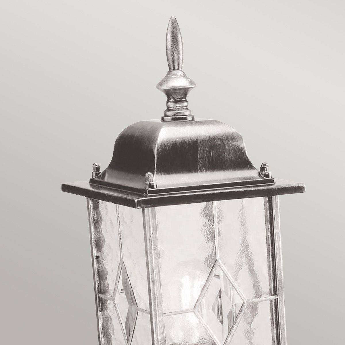 WX3 Wexford 1 Light  Outdoor Pedestal Lantern  Black/Silver