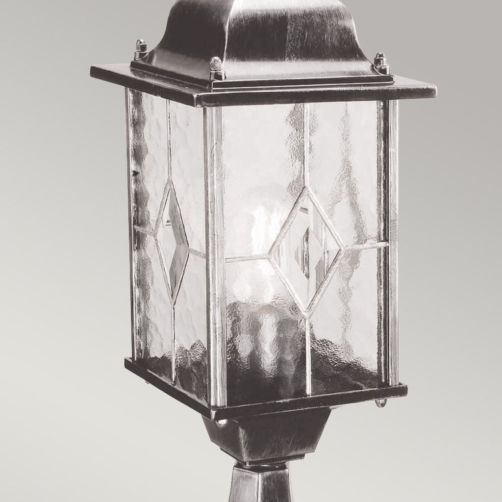 WX3 Wexford 1 Light  Outdoor Pedestal Lantern  Black/Silver