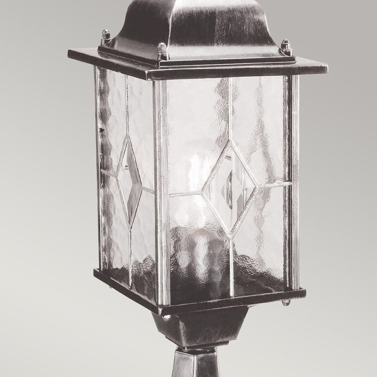 WX3 Wexford 1 Light  Outdoor Pedestal Lantern  Black/Silver