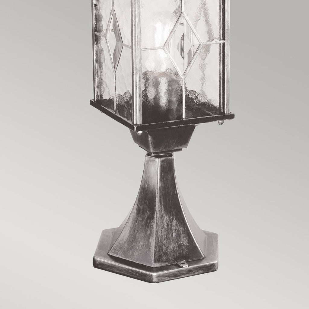 WX3 Wexford 1 Light  Outdoor Pedestal Lantern  Black/Silver