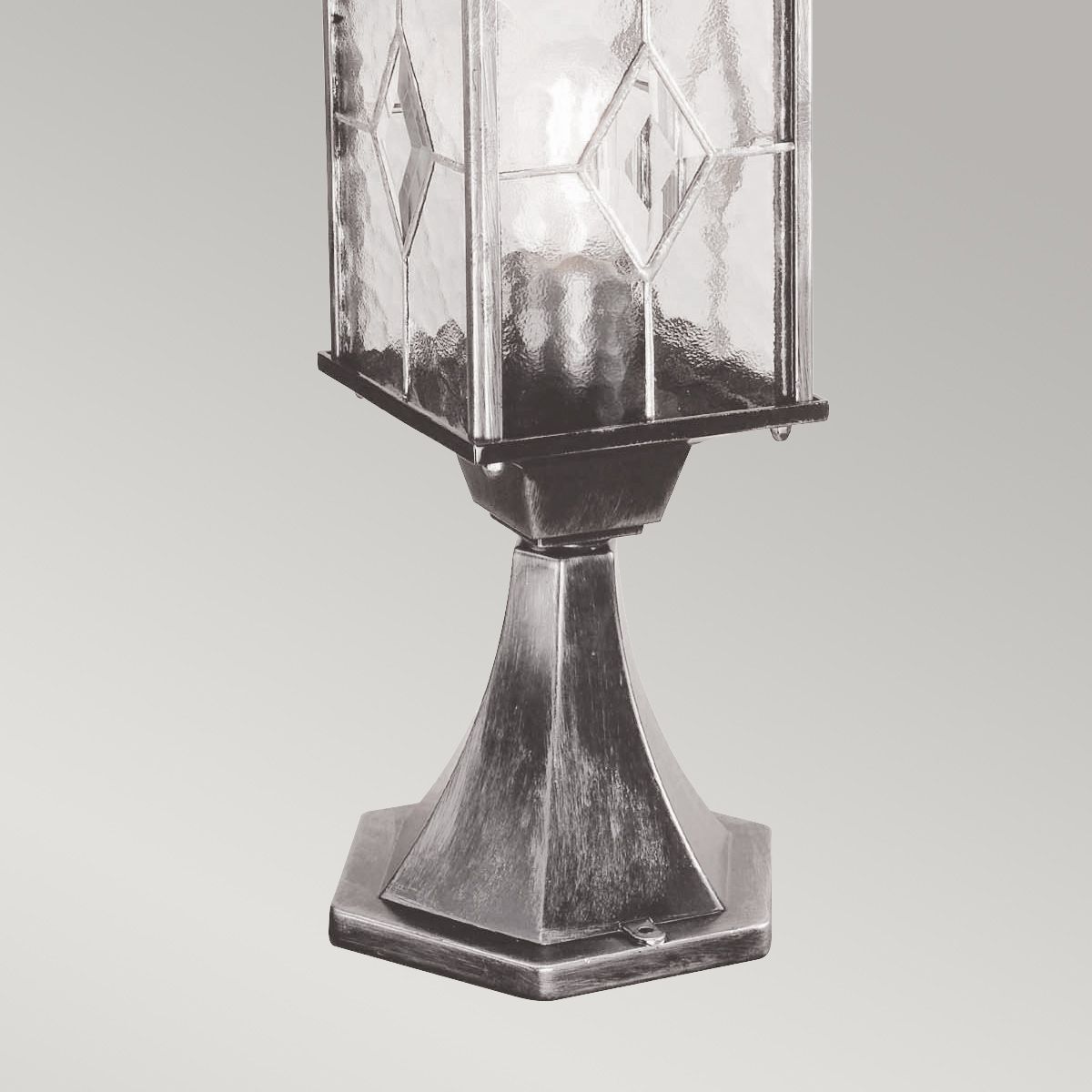 WX3 Wexford 1 Light  Outdoor Pedestal Lantern  Black/Silver