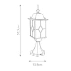 WX3 Wexford 1 Light  Outdoor Pedestal Lantern  Black/Silver