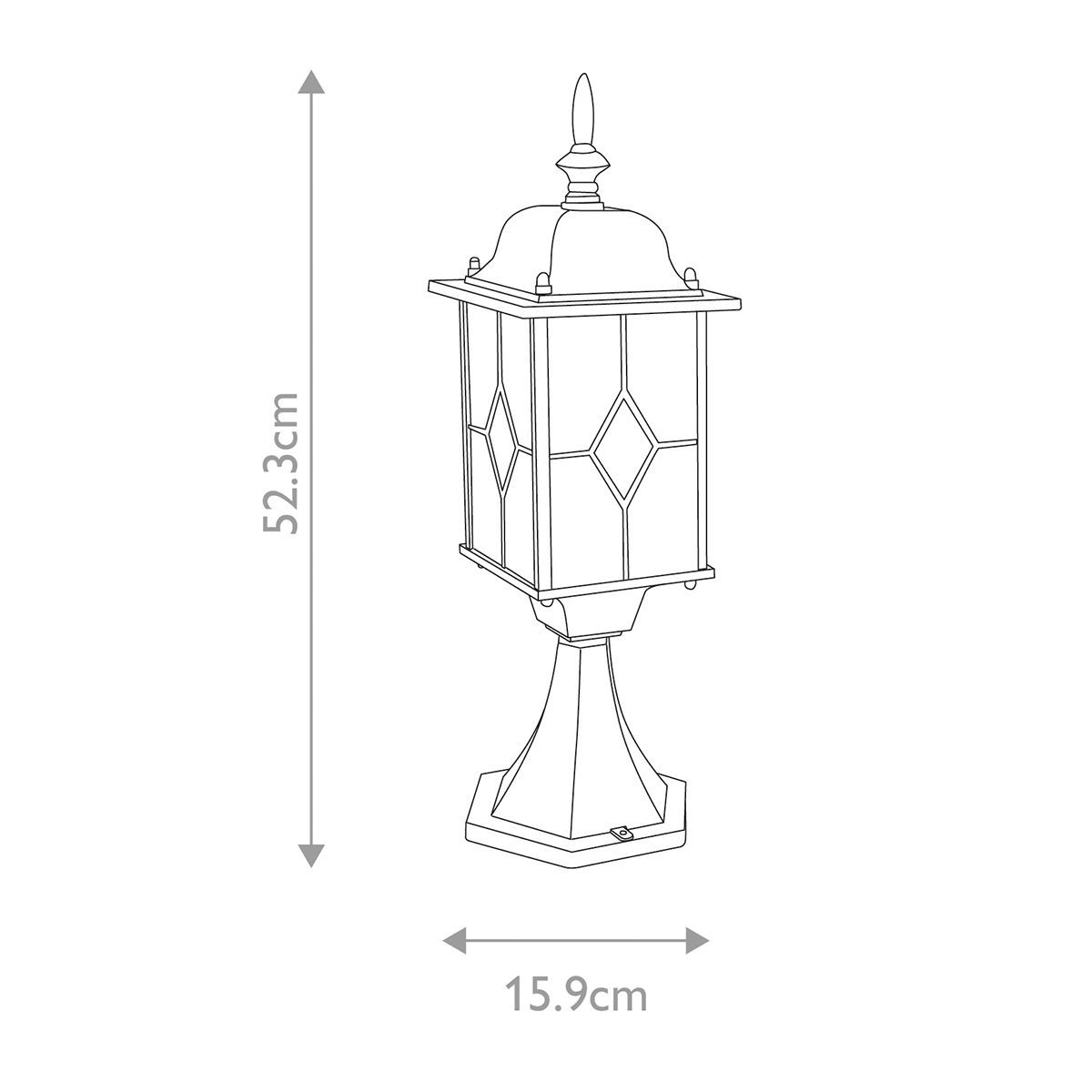 WX3 Wexford 1 Light  Outdoor Pedestal Lantern  Black/Silver